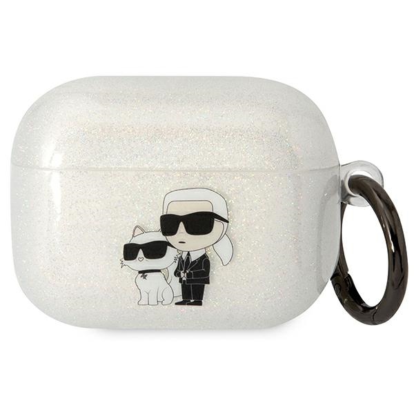 Karl Lagerfeld KLAPHNKCTGT Airpods Pro cover läbipaistev Gliter Karl&Choupette