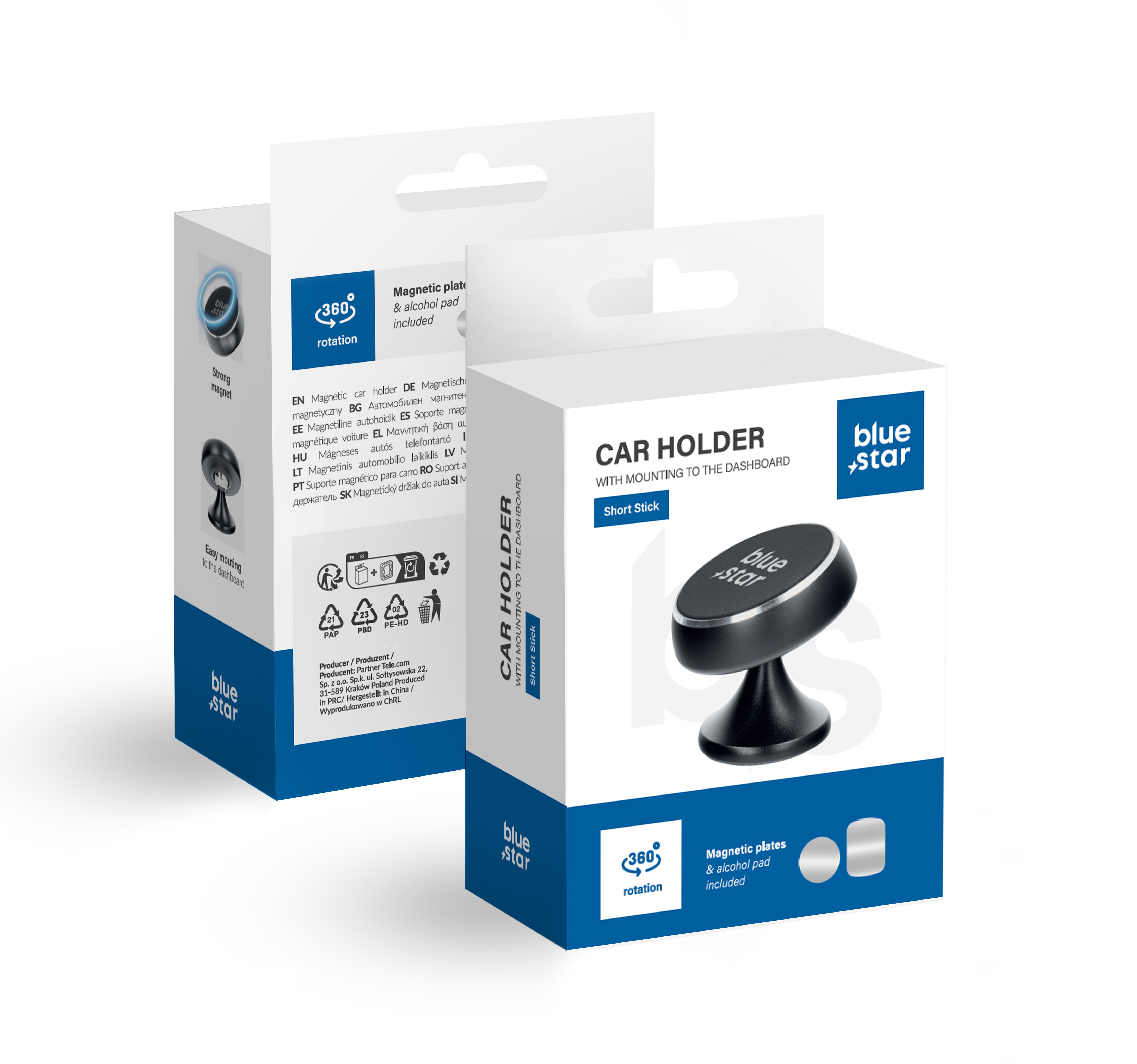 Magnetic car phone hoidja Sinine Star Short Stick dashboard must