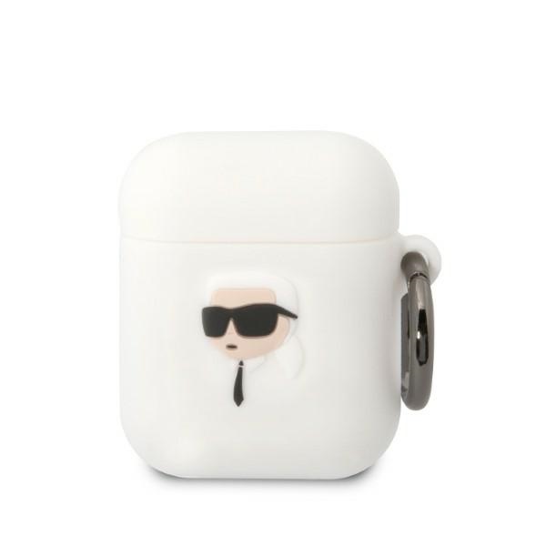 Karl Lagerfeld KLA2RUNIKH AirPods 1/2 cover valge/valge Silicone Karl Head 3D