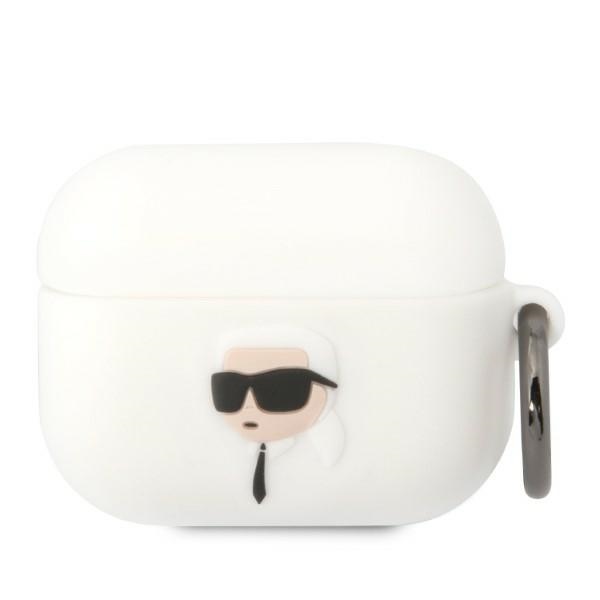 Karl Lagerfeld KLAPRUNIKH AirPods Pro cover valge/valge Silicone Karl Head 3D