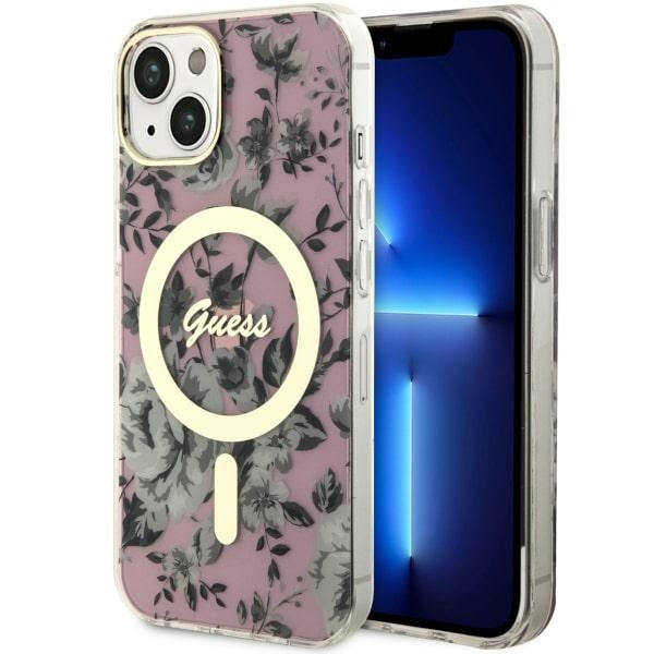 Guess GUHMP14MHCFWSP iPhone 14 Plus 6.7" roosa/roosa hardcase Flower MagSafe