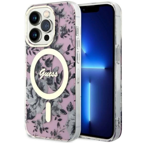 Guess GUHMP14XHCFWSP iPhone 14 Pro Max 6.7" roosa/roosa hardcase Flower MagSafe