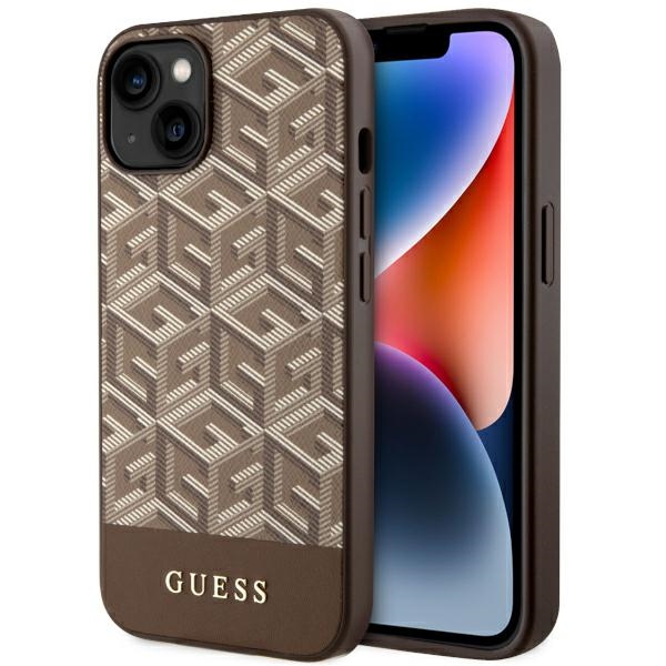 Guess GUHMP14MHGCFSEW iPhone 14 Plus 6.7" brown/brown hard ümbris GCube Stripes MagSafe