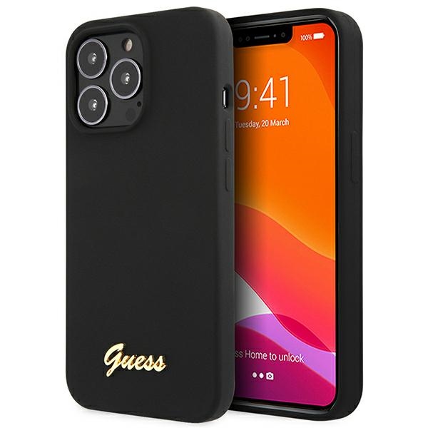 Guess GUHCP13XLSLMGBK iPhone 13 Pro Max 6.7" must/must hardcase Silicone Script kuldne Logo
