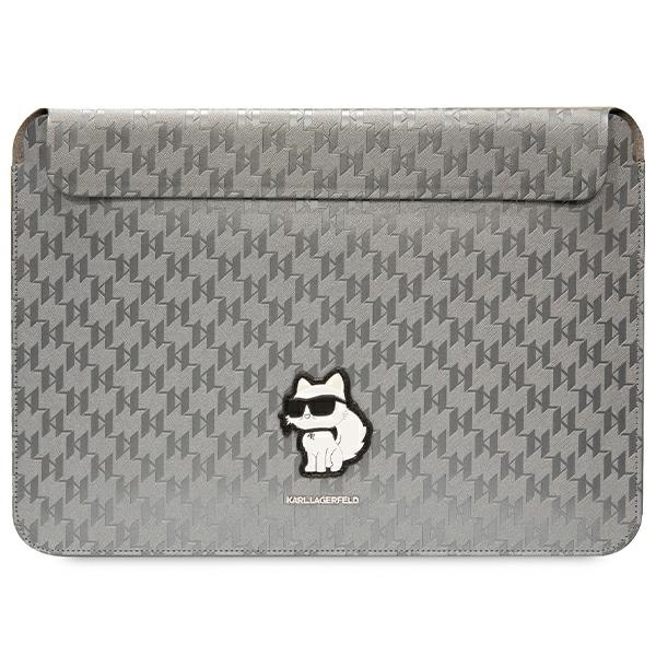 Karl Lagerfeld Saffiano Monogram Choupette ümbris jaoks a 14" laptop - hõbedane
