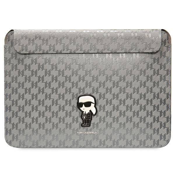 Karl Lagerfeld Saffiano Monogram Ikonik ümbris jaoks a 14" laptop - hõbedane