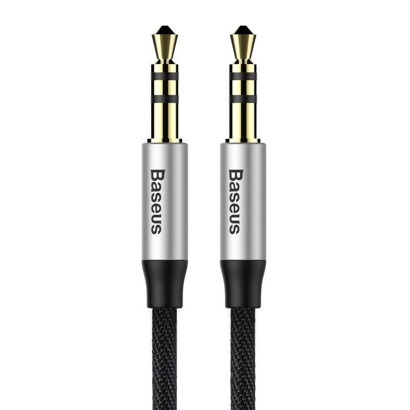 Baseus Yiven 3,5 mm mini jack AUX audiokaabel, 1 m, must/hõbe