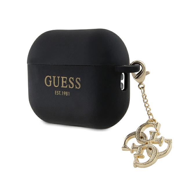 Guess GUAP2LECG4K ümbris jaoks AirPods Pro 2 cover - must Liquid Silicone Glitter Triangle Charm