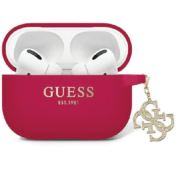 Guess GUAP2LECG4M ümbris jaoks AirPods Pro 2 cover lilla/magenta Liquid Silicone Glitter Triangle Charm
