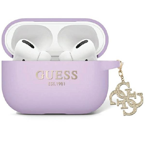 Guess GUAP2LECG4U ümbris jaoks AirPods Pro 2 cover - lilla Liquid Silicone Glitter Triangle Charm