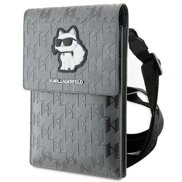 KARL LAGERFELD universal bag jaoks mobile KLWBSAKHPCG (Saffiano Mono Choupette) hõbedane