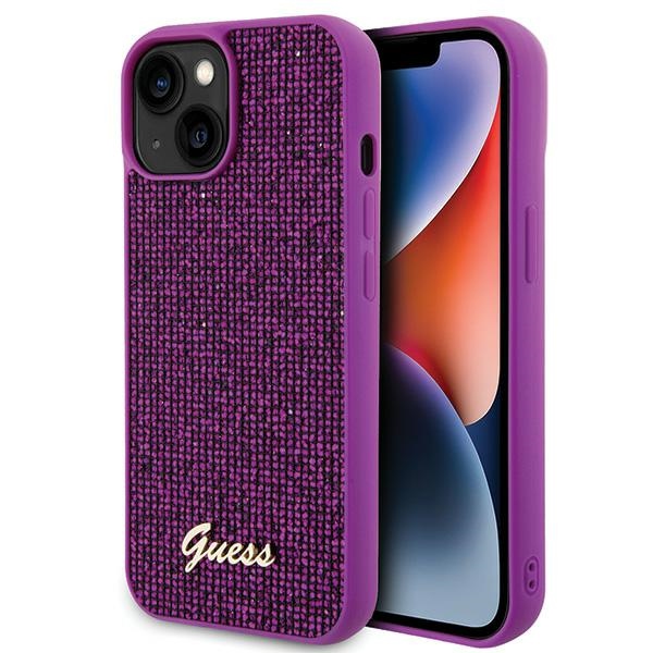 Guess Disco Metal Script ümbris jaoks iPhone 15 - roosa