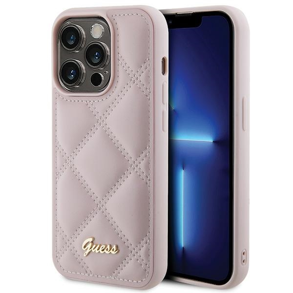 Guess Quilted Metal Logo ümbris jaoks iPhone 15 Pro Max - roosa