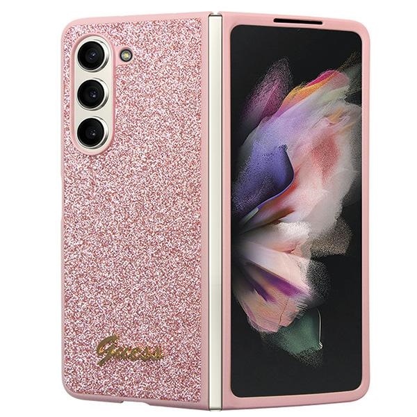 Guess Glitter Script ümbris jaoks Samsung Galaxy Z Fold 5 - roosa