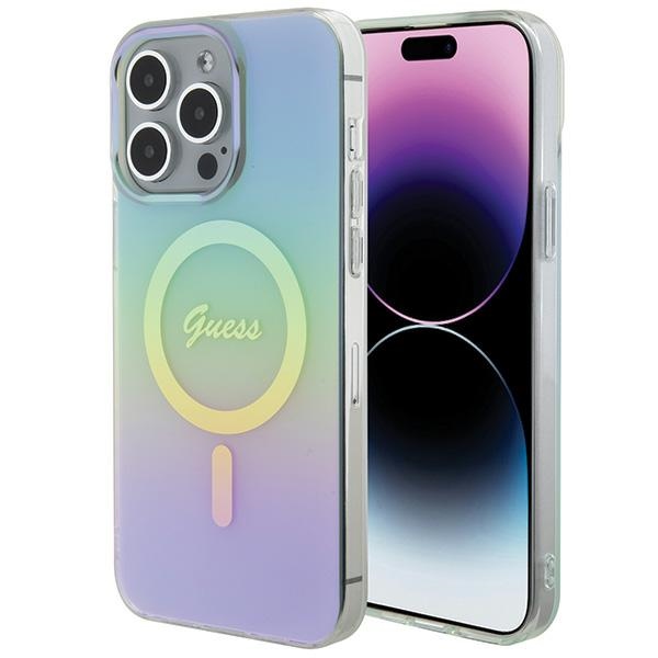 Guess IML Iridescent MagSafe ümbris jaoks iPhone 15 Pro - turquoise