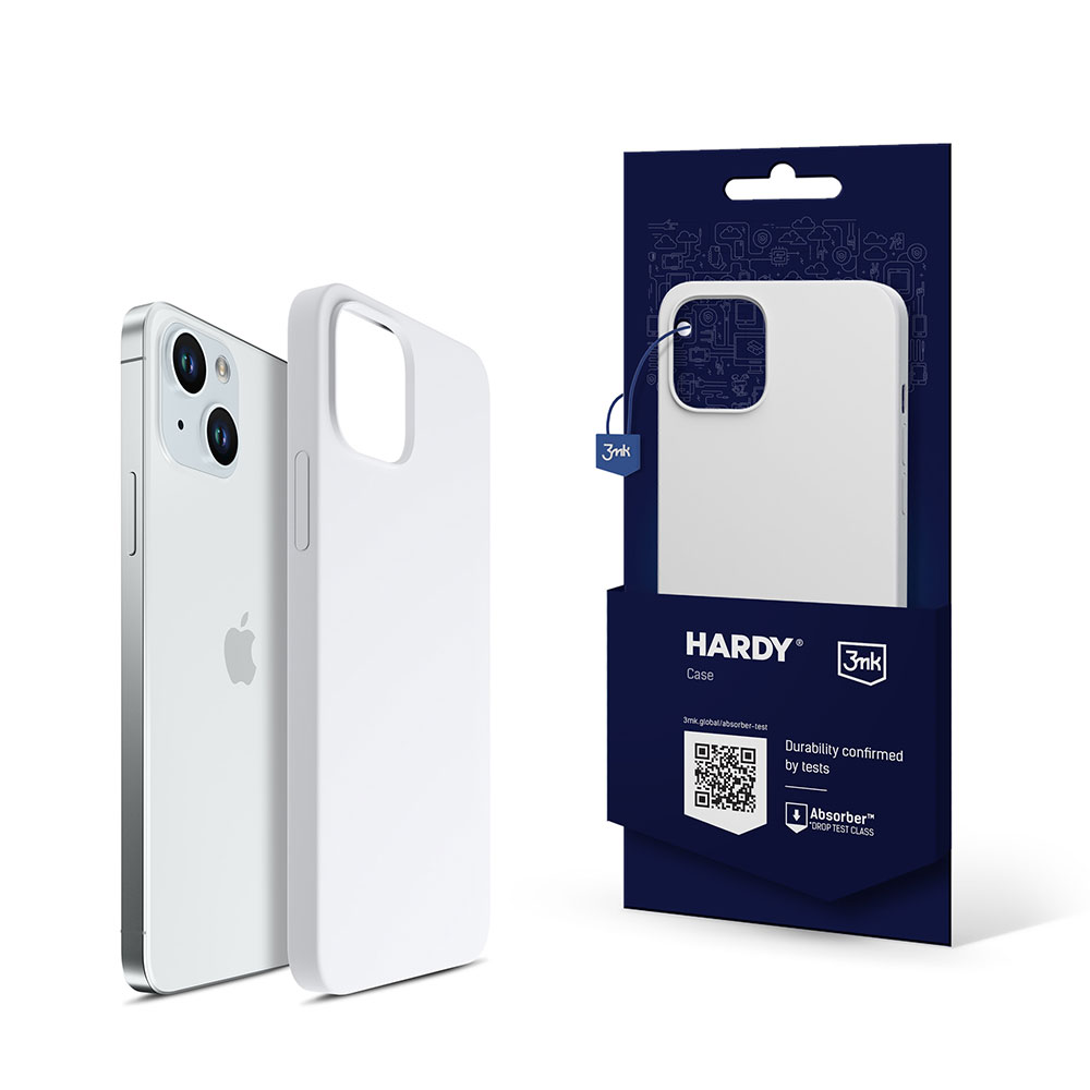 3mk Hardy Silicone MagCase jaoks iPhone 15 - valge and hõbedane