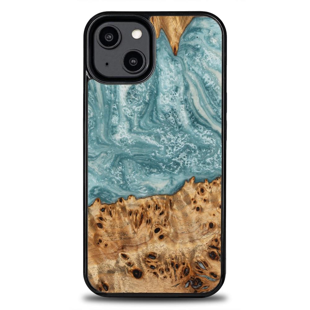 Wood and resin ümbris jaoks iPhone 15 Plus Bewood Unique Uranus - sinine and valge