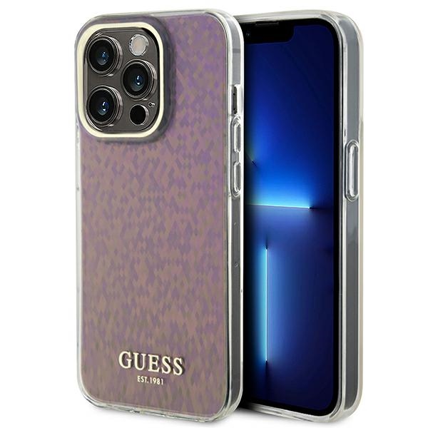 Guess GUHCP15LHDECMP iPhone 15 Pro 6.1" roosa/roosa hardcase IML Faceted Mirror Disco Iridescent