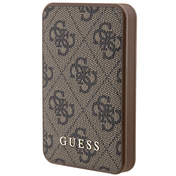 Guess Powerbank 15W GUPB5LP4GEGW 5000mAh pruun/pruun 4G nahast metallist logo