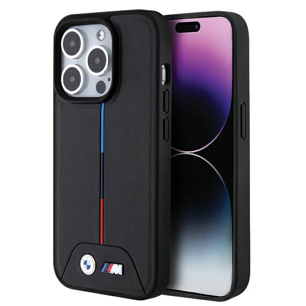 BMW Quilted Tricolor MagSafe ümbris jaoks iPhone 15 Pro - must