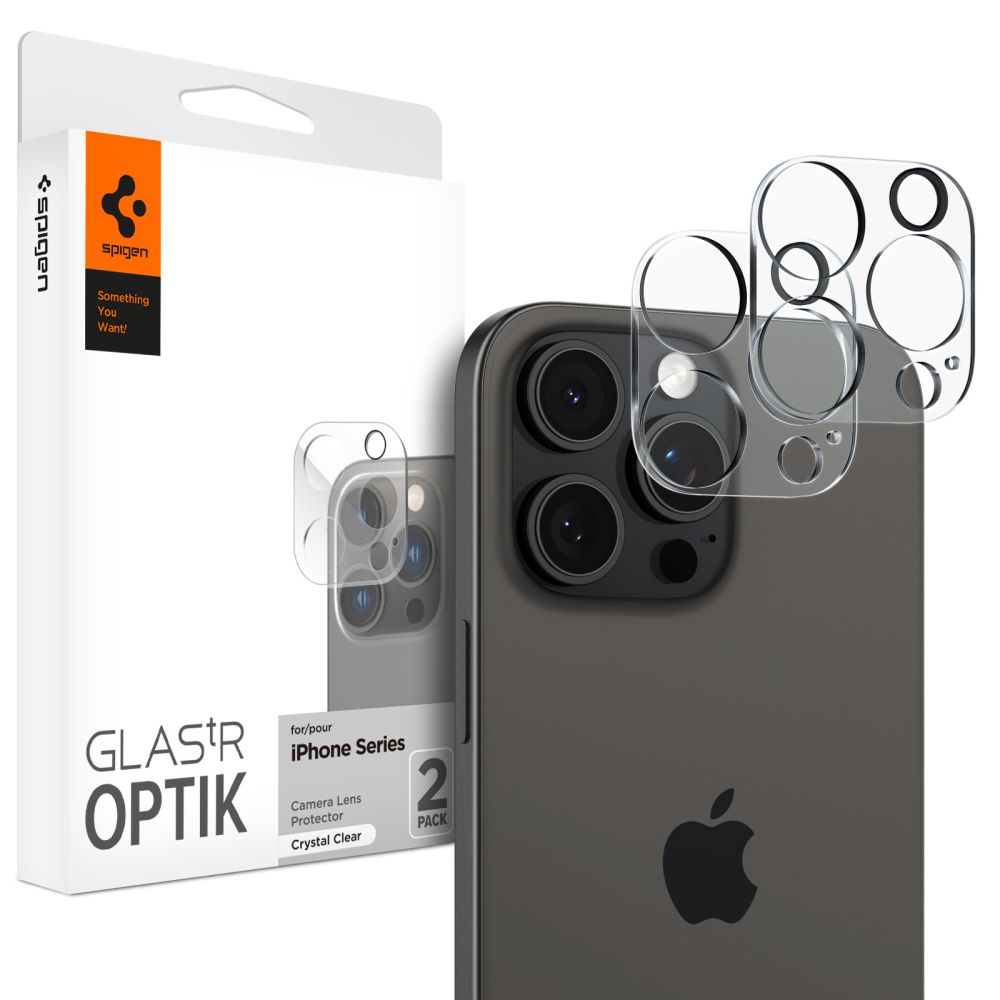 Spigen Optik.tR Camera Protector jaoks iPhone 14 Pro / Pro Max / 15 Pro / Pro Max / 16 Pro / Pro Max - läbipaistev 2 pcs.