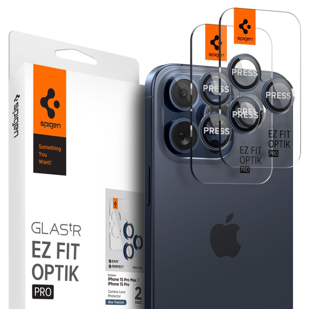 Spigen Optik.tR EZ Fit Camera Protector jaoks iPhone 14 Pro / Pro Max / 15 Pro / Pro Max - Titanium sinine 2 pcs.
