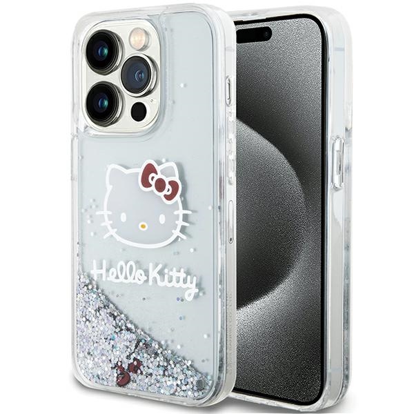 Hello Kitty Liquid Glitter Charms Kitty Head ümbris jaoks iPhone 13 Pro Max - hõbedane