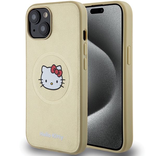 Hello Kitty Leather Kitty Head MagSafe ümbris jaoks iPhone 14 - kuldne