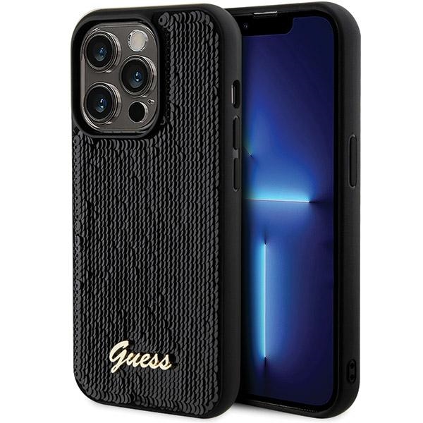 Guess Sequin Script Metal ümbris jaoks iPhone 13 Pro Max - must