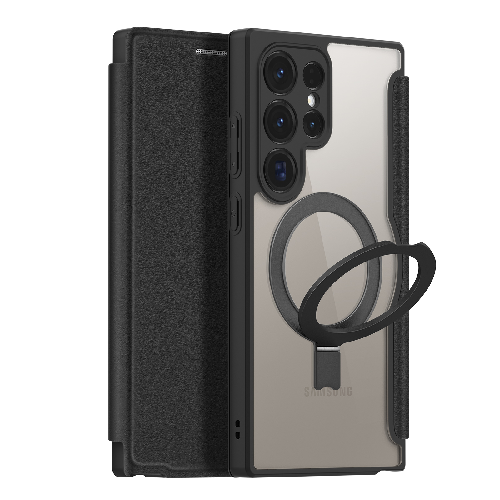 Dux Ducis Skin X Pro ümbris with flap and magnetic ring jaoks Samsung S24 Ultra - must