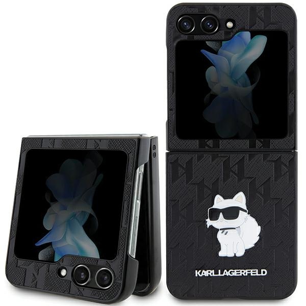 Karl Lagerfeld Saffiano Monogram Choupette Pin ümbris jaoks Samsung Galaxy Z Flip 5 - must