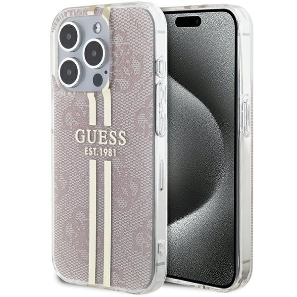 Guess IML 4G kuldne Stripe ümbris jaoks iPhone 15 Pro - roosa