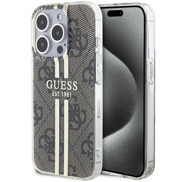 Guess IML 4G kuldne Stripe ümbris jaoks iPhone 15 Pro - brown