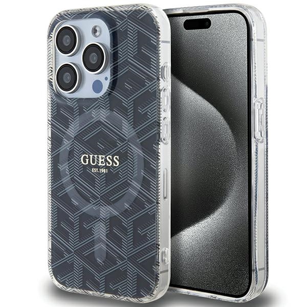 Guess IML GCube MagSafe ümbris jaoks iPhone 15 Pro Max - must