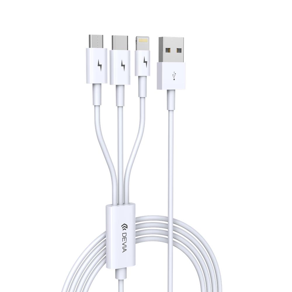 Devia кабель 3in1 Smart EC141 USB - Lightning + USB-C + MicroUSB 1,2 m 2A белый