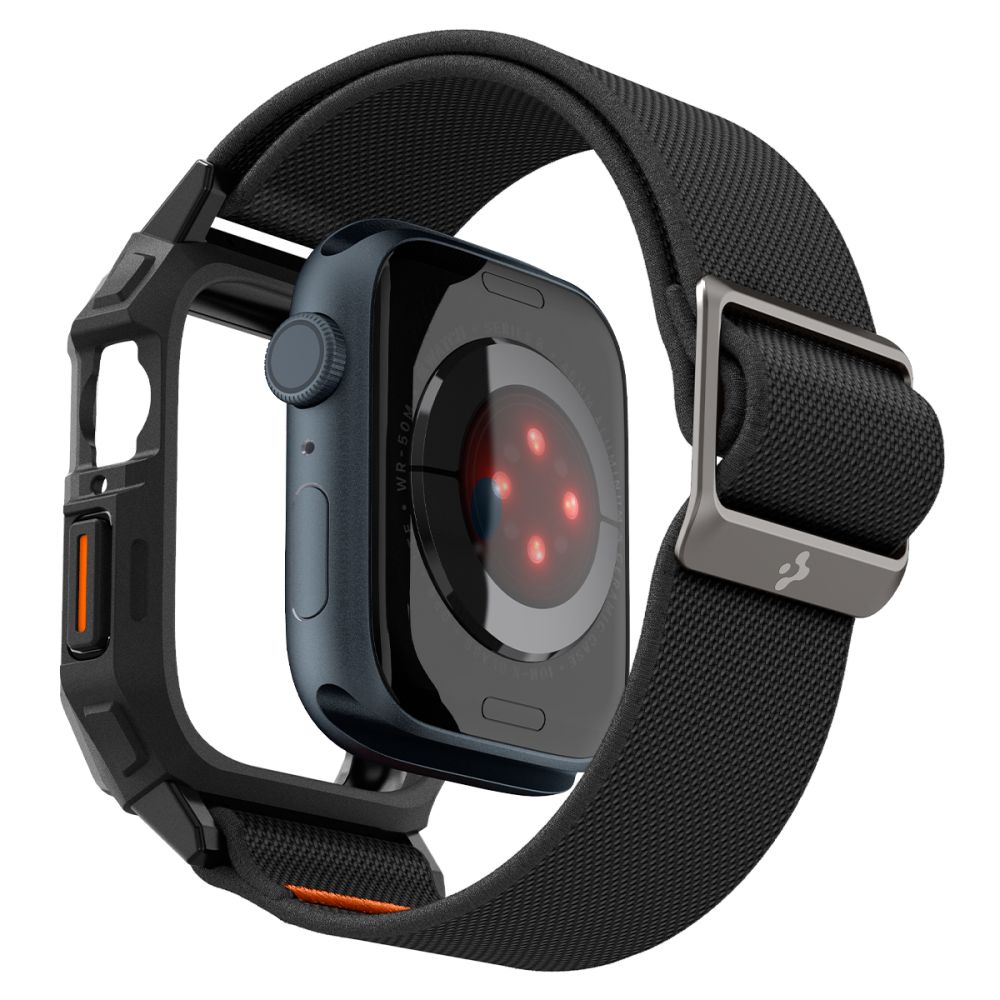 Spigen Lite Fit Pro Ümbris with Strap jaoks Apple Watch 4 / 5 / 6 / 7 / 8 / 9 / SE (44 / 45 mm) - Matte must