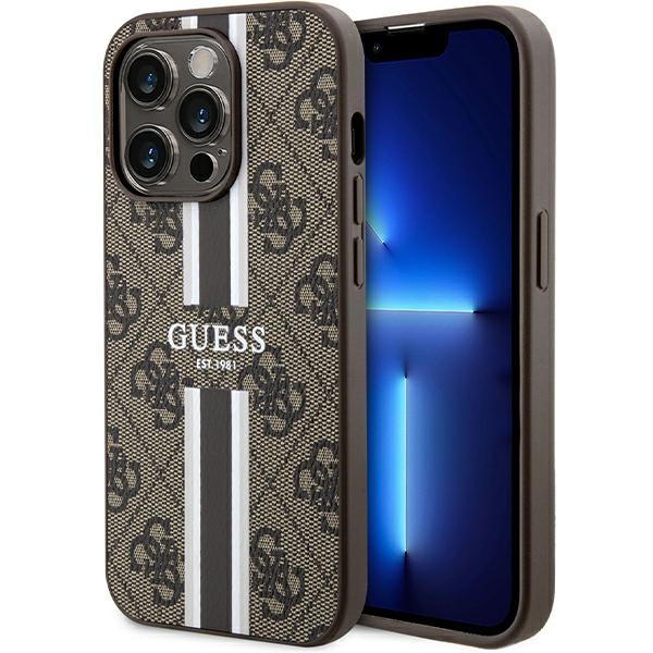 Guess 4G Printed Stripes MagSafe ümbris jaoks iPhone 15 Pro - brown