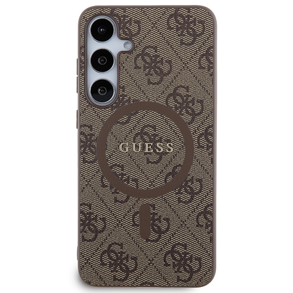Guess 4G Collection Leather Metal Logo MagSafe ümbris jaoks Samsung Galaxy S24+ - brown