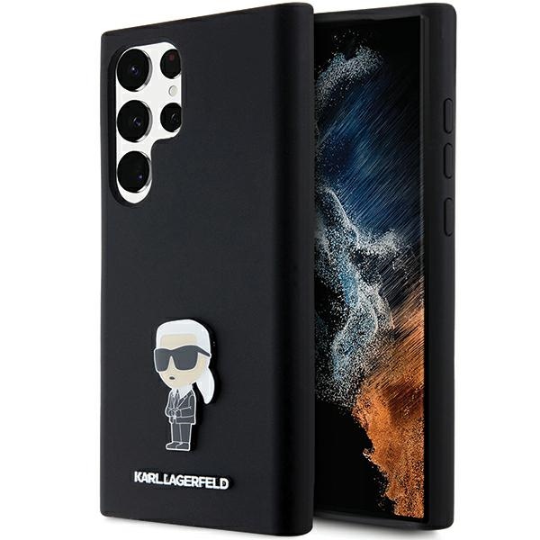 Karl Lagerfeld Silicone Ikonik Metal Pin ümbris jaoks Samsung Galaxy S23 Ultra - must