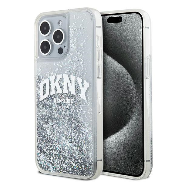 DKNY Liquid Glitter Big Logo ümbris jaoks iPhone 15 Pro - valge