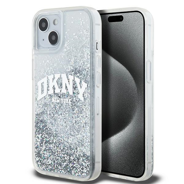 DKNY Liquid Glitter Big Logo ümbris jaoks iPhone 15 / 14 / 13 - valge