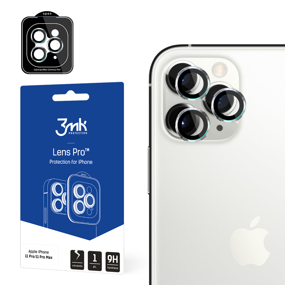 3mk Lens Protection Pro Camera Cover jaoks iPhone 11 Pro / 11 Pro Max - hõbedane