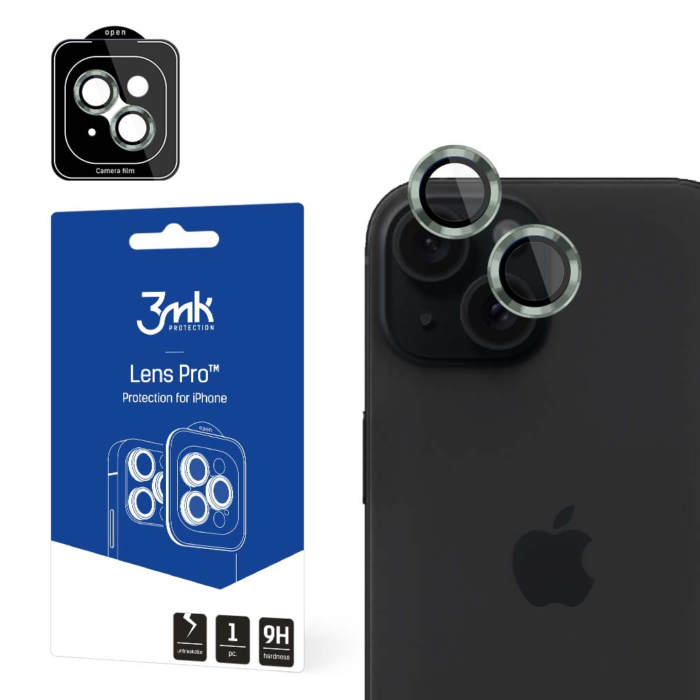 3mk Lens Protection Pro camera cover jaoks iPhone 15 - roheline