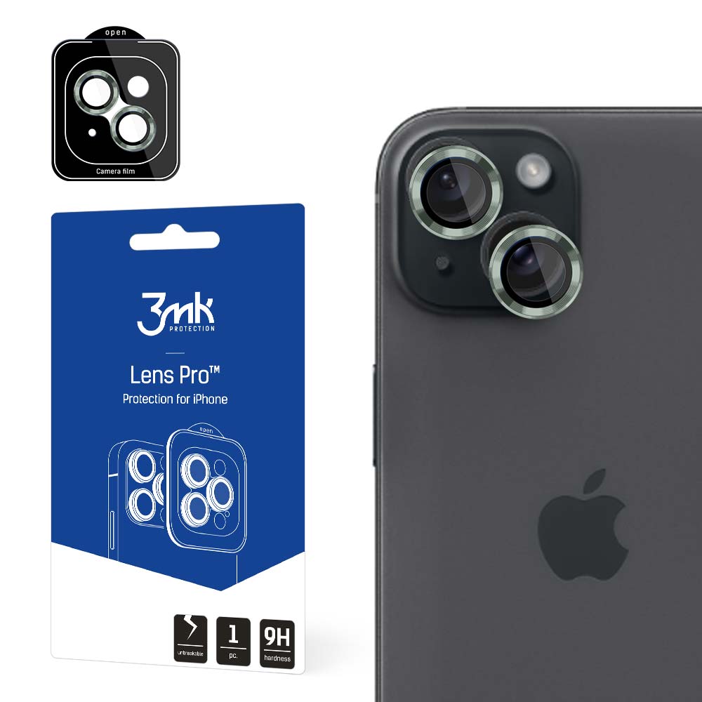 3mk Lens Protection Pro camera cover jaoks iPhone 15 Plus - roheline