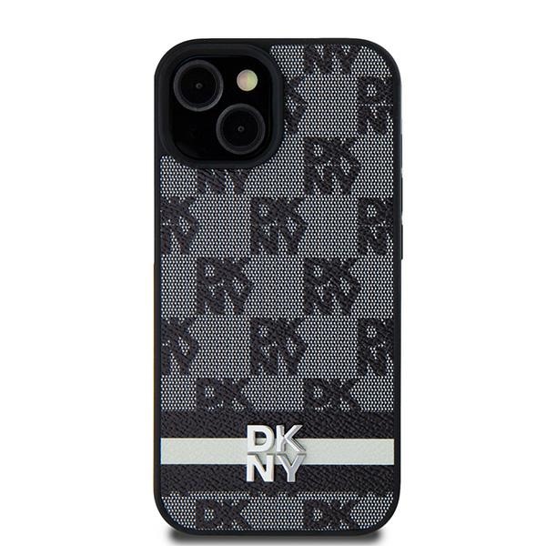 DKNY Leather Checkered Mono Pattern & Printed Stripes Ümbris jaoks Samsung Galaxy S24 Ultra - Must