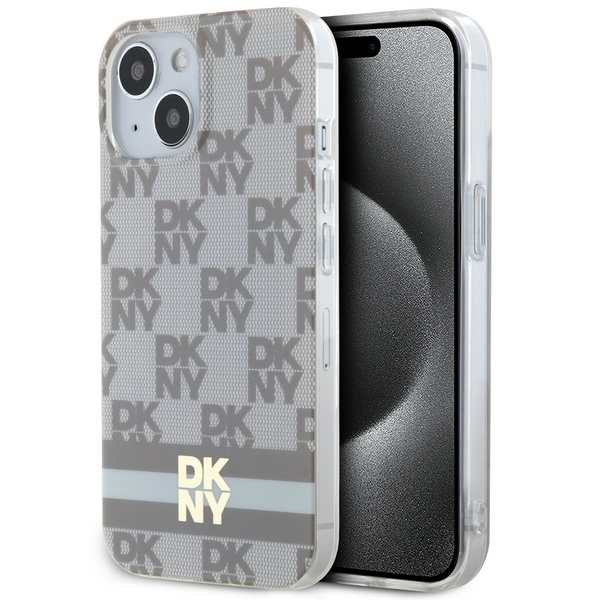 DKNY IML Checkered Mono Pattern & Printed Stripes MagSafe ümbris jaoks iPhone 15 / 14 / 13 - beige
