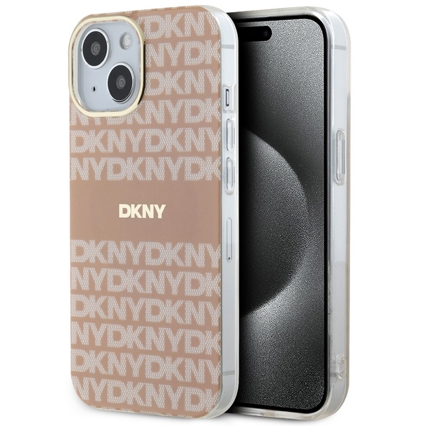 DKNY IML Mono & Stripe MagSafe ümbris jaoks iPhone 15 / 14 / 13 - roosa