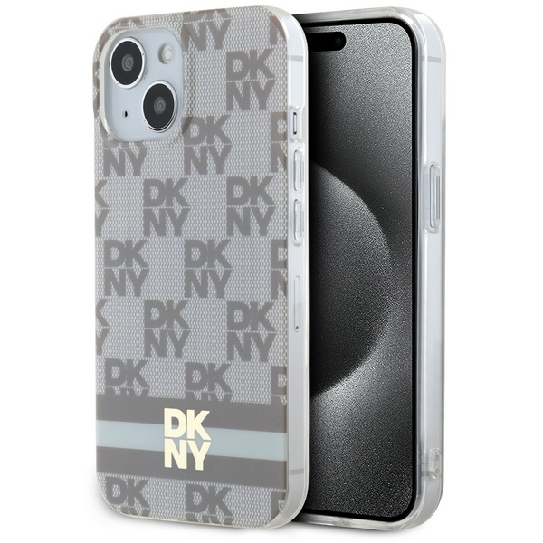 DKNY IML Checkered Mono Pattern & Printed Stripes MagSafe ümbris jaoks iPhone 15 / 14 / 13 - beige