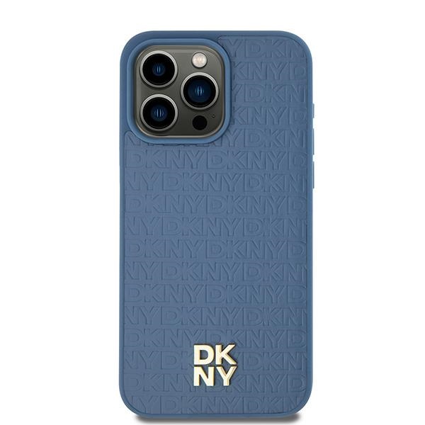 DKNY Leather Pattern Metal Logo MagSafe Ümbris jaoks iPhone 15/14/13 - Sinine