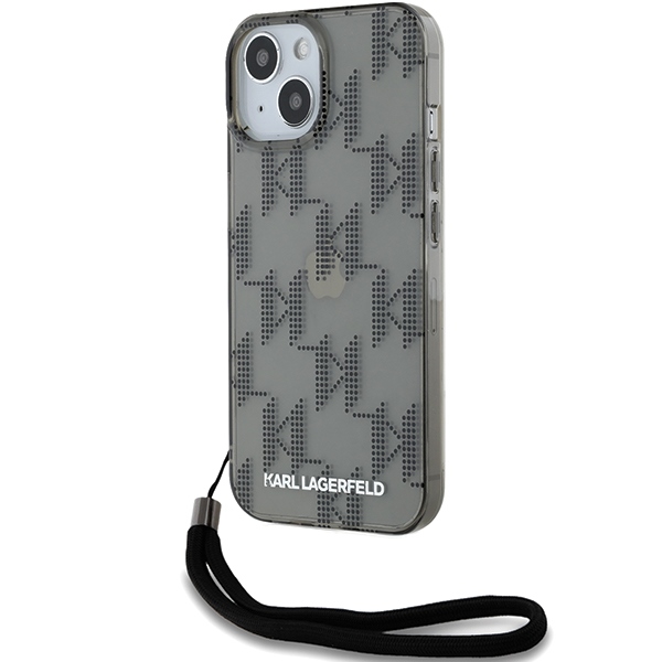 Karl Lagerfeld IML Mono KL Pattern & Cord ümbris jaoks iPhone 15 / 14 / 13 - must